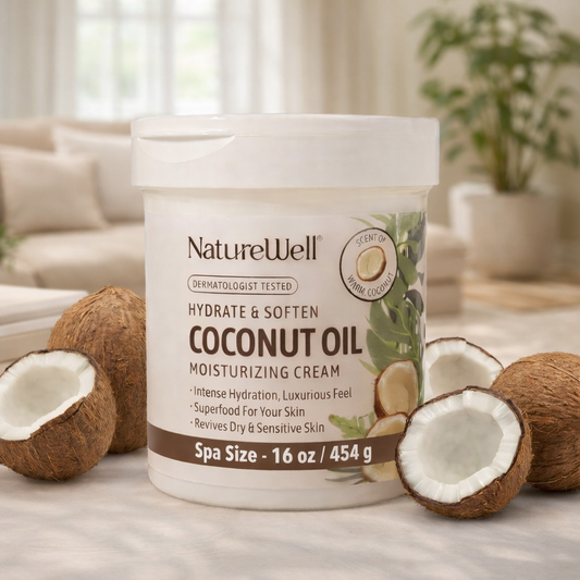 Raventinacosh® NatureWell Coconut Oil Moisturizing Cream 16oz – Deep Hydration Body & Face Cream with Vitamins A, C & E for Dry & Sensitive Skin